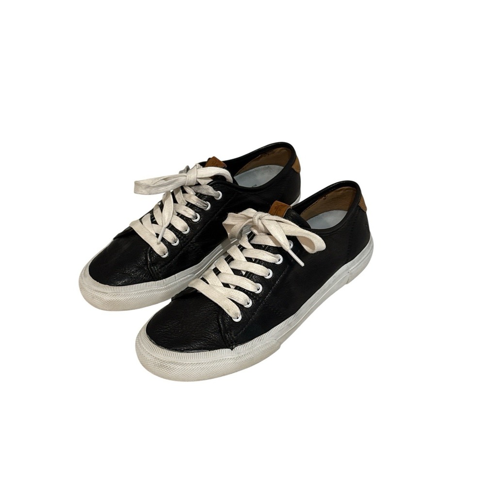 Frye‎ Gia Low Lace Womens 6.5M  Black Leather Casual Sneaker Round Toe